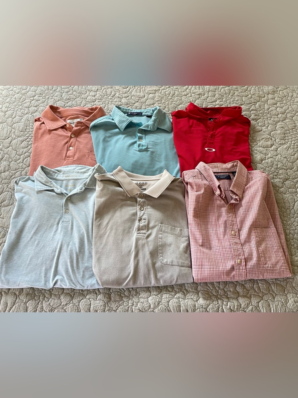 Lot Of Name Brand 6 Men’s Cotton Blend Soft Polo Shirts Button Down Size XL
